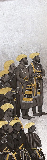 Shamsuddin Tanwri, 12 x 42 Inch, Graphite Gold and Silver Leaf on Paper, Figurative Painting, AC-SUT-074